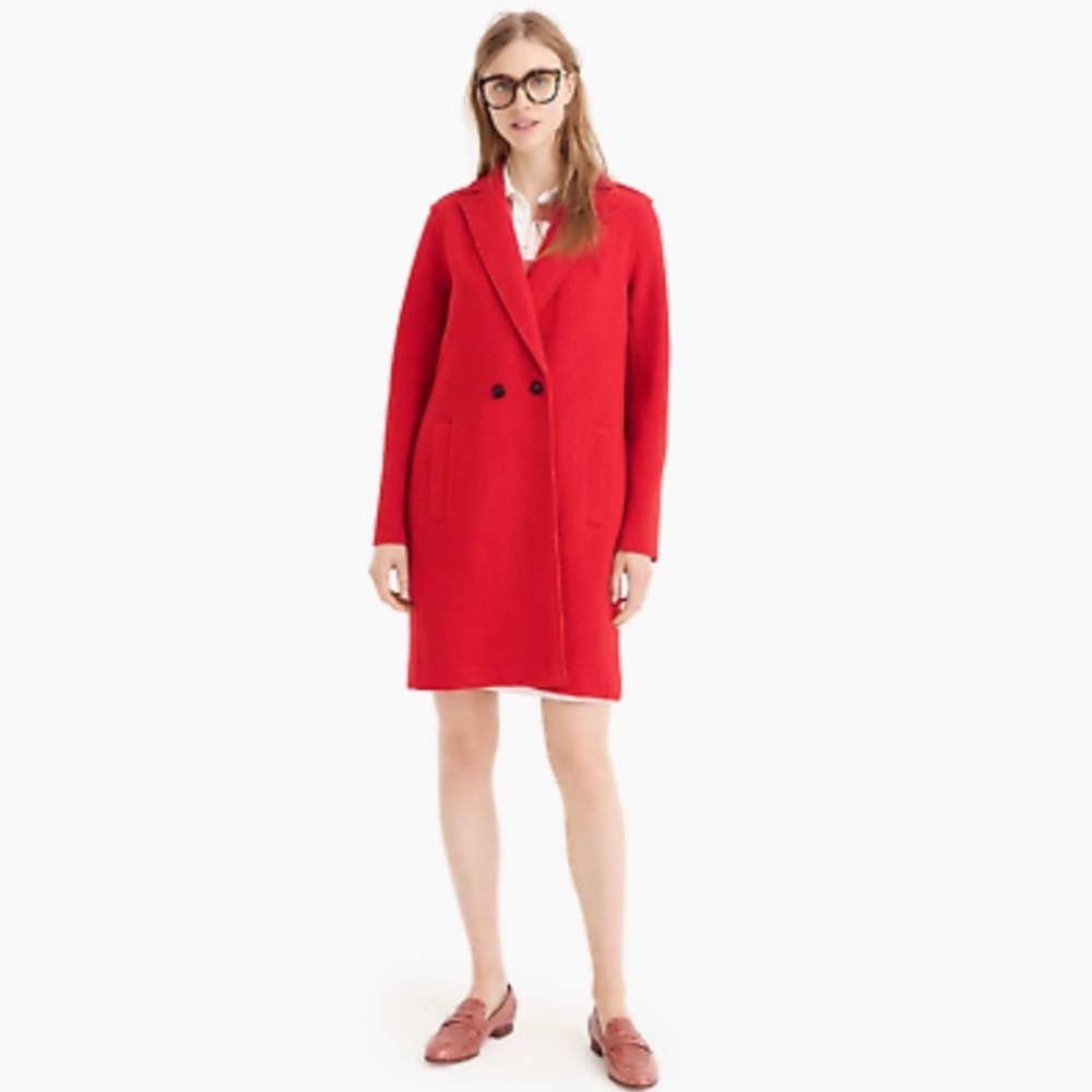 J. Crew Women's Daphne Red Italian Wool Topcoat